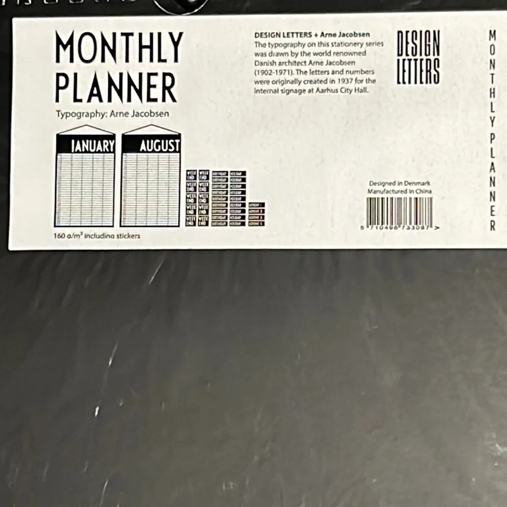 DESIGN LETTERS + Arne Jacobsen - monthly planner typography by Arne Jacobsen